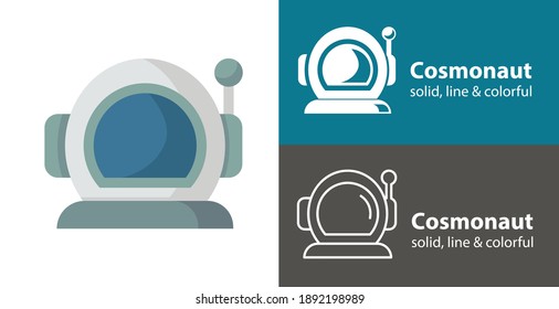 Astronaut Helmet Isolated Vector Icon. Space Line Solid Flat Icon