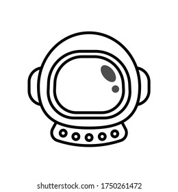 Astronaut Helmet Line Icon On White Background