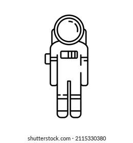 Astronaut and Helmet Line Icon On White Background. Space or cosmos