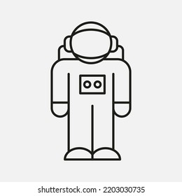 Astronaut and Helmet Line Icon On White Background. Space or cosmos