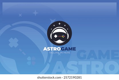 Astronaut helmet logo formed game stick symbol with star