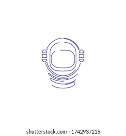 astronaut helmet logo icon design with simple line art style