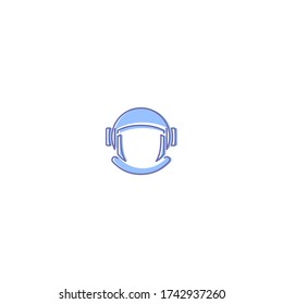 astronaut helmet logo icon design with simple line art style