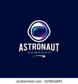 astronaut helmet logo icon illustration on trendy colorful cartoon style