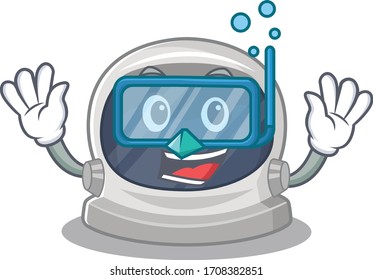 Astronaut helmet mascot design concept wearing diving glasses