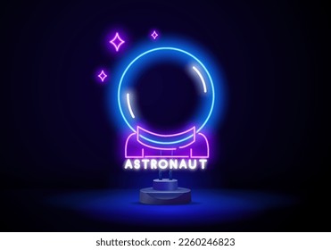 astronaut helmet neon icon. Elements of Space set. Simple icon for websites, web design, mobile app, info graphics