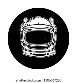 astronaut helmet on space background with hand drawn or doodle style