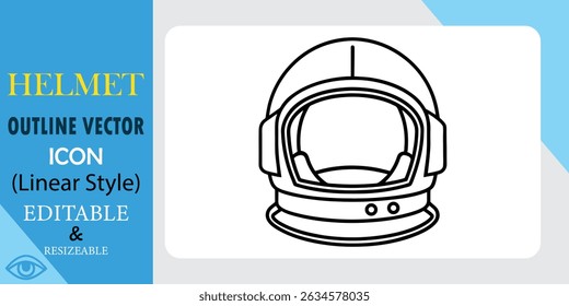 Astronaut Helmet Outline Vector Icon Design Linear Style