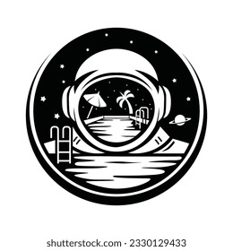 astronaut helmet pool logo vector