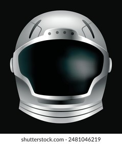 Astronaut helmet, realistic cosmonaut mask with glass for space exploration and flight in cosmos. Part suit for protection spaceman head. Isolated vector illustration