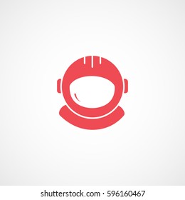 Astronaut Helmet Red Flat Icon On White Background