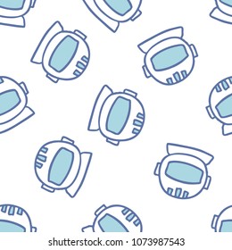 astronaut helmet seamless doodle pattern