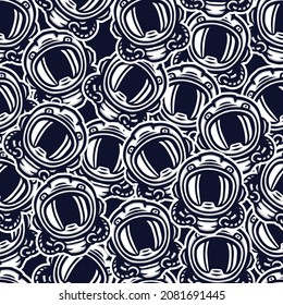 astronaut helmet seamless pattern design