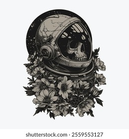 Astronaut Helmet Skull Vector Illustration