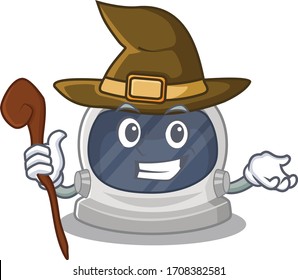 Astronaut helmet sneaky and tricky witch cartoon character
