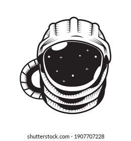 astronaut helmet space drawn icon vector illustration design