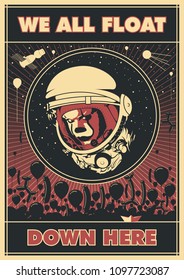 Astronaut Helmet Space Propaganda Poster Style