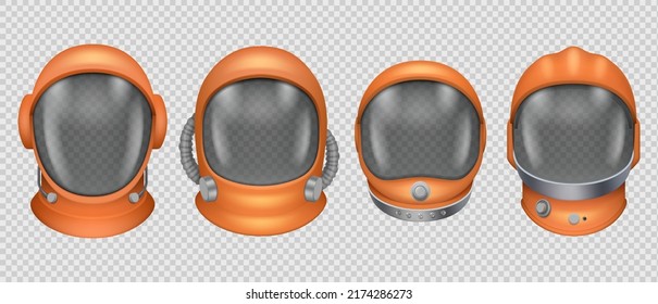 Astronaut helmet. Spacesuit head tools military reflection futuristic mask for universe exploring decent vector realistic pilot helmet