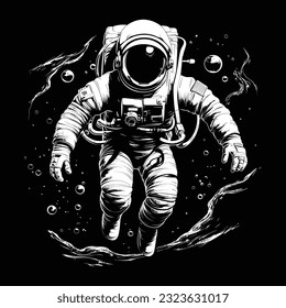 Astronaut helmet vector black line illustration isolated on white.