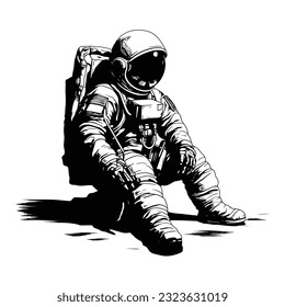 Astronaut helmet vector black line illustration isolated on white.