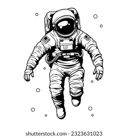 Astronaut helmet vector black line illustration isolated on white.