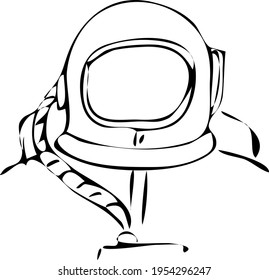 Astronaut in a helmet. Vector hand style graphics isolated at white
