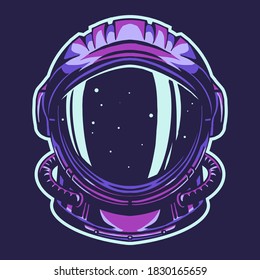 astronaut helmet vector illustration isolated on dark background