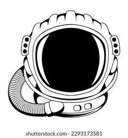 Astronaut helmet. Vector illustration of a sketch human inventions. NASA logo