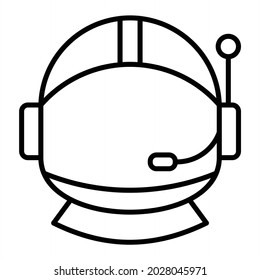 Astronaut Helmet Vector Outline Icon Isolated On White Background
