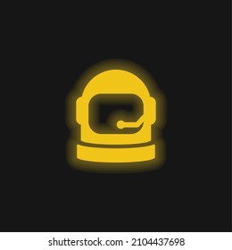 Astronaut Helmet yellow glowing neon icon