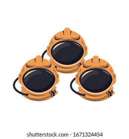 astronaut helmets space accessories icon vector illustration graphic design