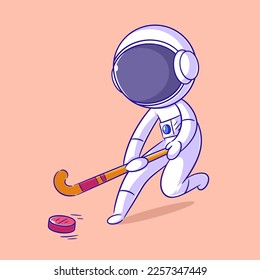 Astronaut in high spirits playing hoki
