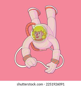 an astronaut himself hovers and enjoys with a smile