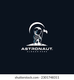 Astronaut holding American flag on lunar surface with earth and space background.