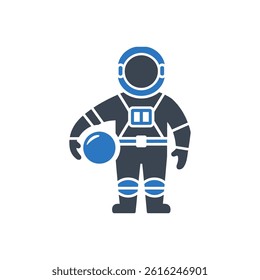 Astronaut Holding Ball Icon On White Background