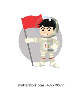 Astronaut holding flag