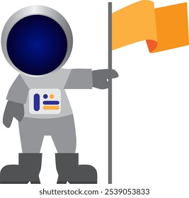 Astronaut holding a flag in space