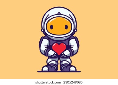 Astronaut Holding Heart 3d Character Creative Unique Mascot Logo Tshirt Sublimation Vector Design Template