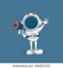 astronaut holding a huge megaphone