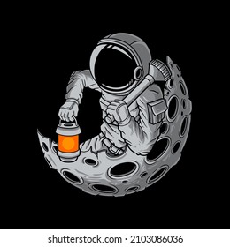 Astronaut holding the light PREMIUM VECTOR