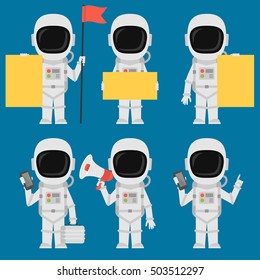 Astronaut Holding Paper Phone Megaphone