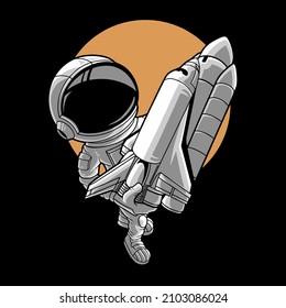 Astronauta que sostiene el VECTOR DE la nave espacial PREMIUM