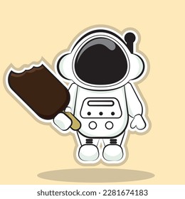 Astronaut with ice cream, vector image, ice cream on sticks, sweetness, clipart, icons