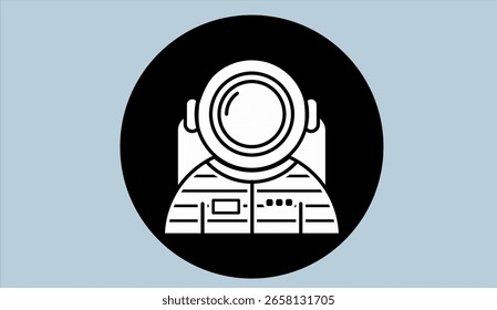 astronaut icon with blue  background vector stock illustration