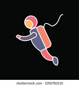Astronaut icon. Cartoon Astronaut vector icon for web design isolated on black background