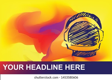 Astronaut Icon. Creative Abstract Art Background with Color Yellow, Red, Violet. Graphic Design Concept, Flat, Line, Element, Vector Illustration EPS 10.
