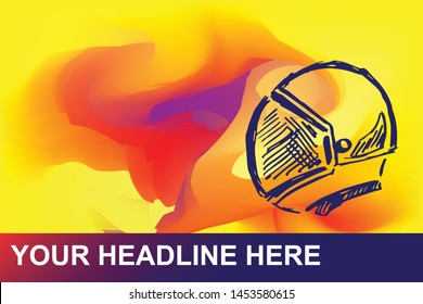 Astronaut Icon. Creative Abstract Art Background with Color Yellow, Red, Violet. Graphic Design Concept, Flat, Line, Element, Vector Illustration EPS 10.