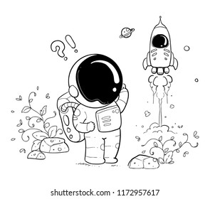astronaut icon doodle