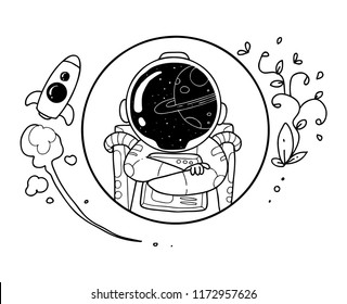 astronaut icon doodle