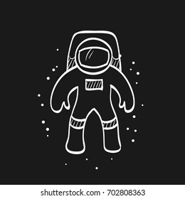Astronaut icon in doodle sketch lines. Space exploration, protective gear, safety 